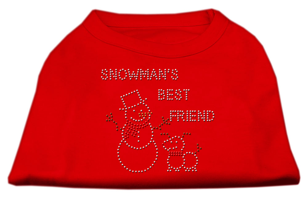 Snowman's Best Friend Rhinestone Shirt Red L